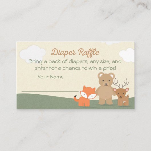 Carte D'accompagnement Billet Baby shower de lessive pour animaux de bois (Devant)