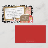 Carte D'accompagnement Billet Baby shower de lessive pour animaux de ferm (Devant / Derrière)