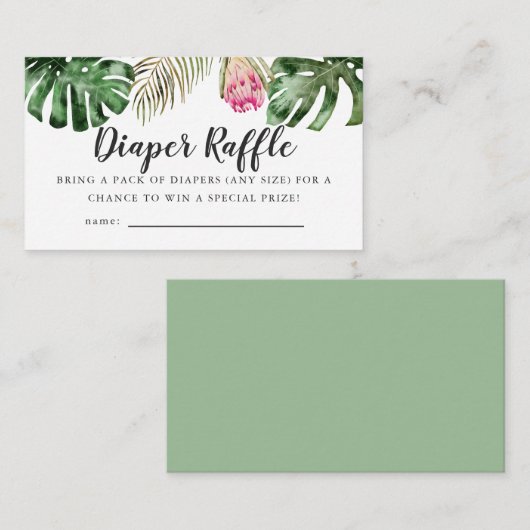 Carte D'accompagnement Billet Baby shower de verdure Tropical Refle (Devant / Derrière)