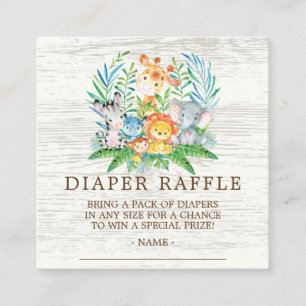 Carte D'accompagnement Billet Baby shower Déchets Safari Jungle