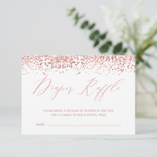 Carte D'accompagnement Billet Baby shower doré Rose de luxe (Debout devant)