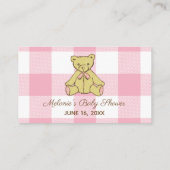 Carte D'accompagnement Billet baby shower Fille Ours Pink Diaper Raffle (Dos)