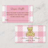 Carte D'accompagnement Billet baby shower Fille Ours Pink Diaper Raffle (Devant / Derrière)