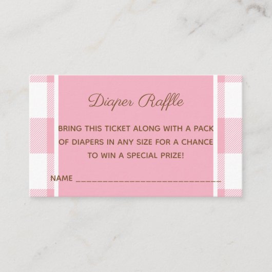 Carte D'accompagnement Billet baby shower Fille Ours Pink Diaper Raffle (Devant)