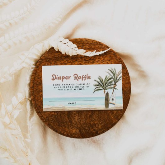 Carte D'accompagnement Billet Baby shower Plage Planche à voile