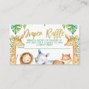 Carte D'accompagnement Billet Baby shower Safari Thème Diaper