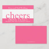 Carte D'accompagnement Billet bar à boisson rose pour réceptions de maria (Devant / Derrière)