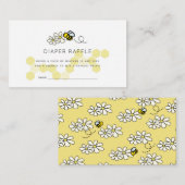 Carte D'accompagnement Billet Bee Daisy White Baby shower Diaper Raffle (Devant / Derrière)