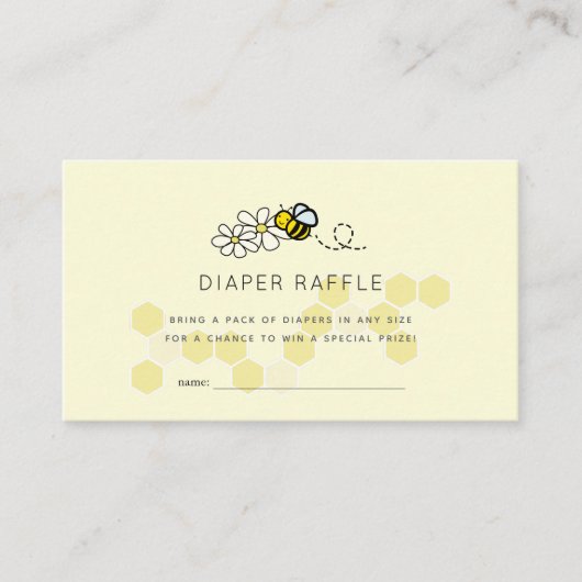 Carte D'accompagnement Billet Bee Daisy Yellow Baby shower Déchets (Devant)