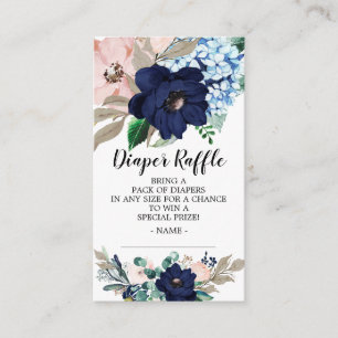 Carte D'accompagnement Billet bleu Blush Floral Baby shower Déchets Raffl