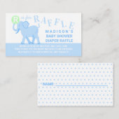 Carte D'accompagnement Billet Blue Circus Cute Elephant Diaper Raffle (Devant / Derrière)