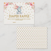 Carte D'accompagnement Billet Boho Rose Fleurs Elephant Diaper (Devant / Derrière)
