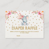 Carte D'accompagnement Billet Boho Rose Fleurs Elephant Diaper (Devant)