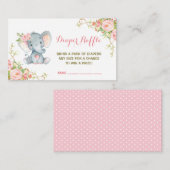 Carte D'accompagnement Billet Boho Rose Floral Elephant Raffle (Devant / Derrière)