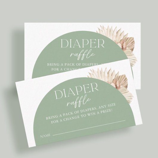Carte D'accompagnement Billet Boho Sage Green Baby shower Déchets Raffle