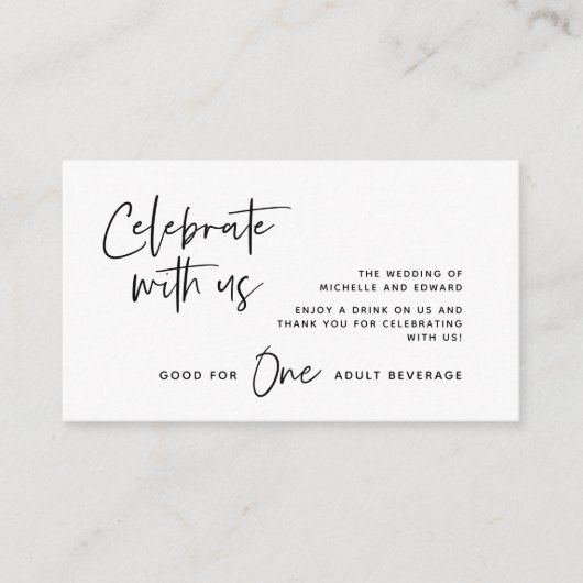 Carte D'accompagnement Billet Boisson, Boisson Adulte, Célébrez avec nous (Devant)