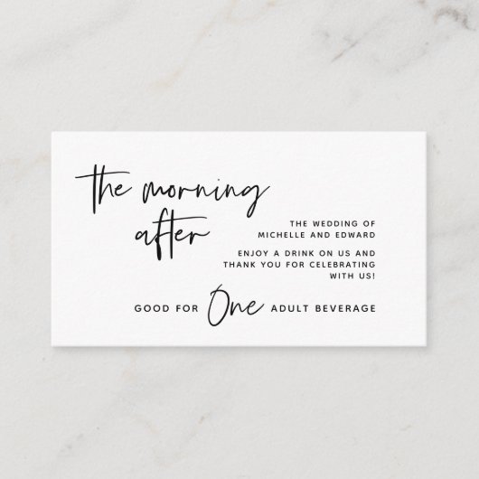 Carte D'accompagnement Billet Boisson, Boisson Adulte, Le Matin Après (Devant)
