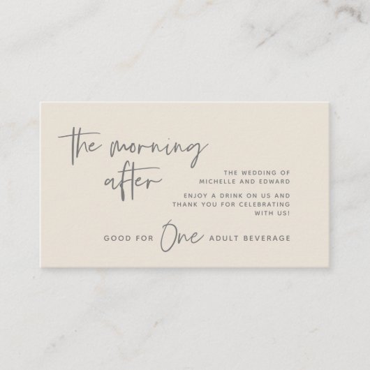 Carte D'accompagnement Billet Boisson, Boisson Adulte, Le Matin Après (Devant)