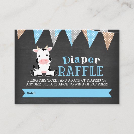Carte D'accompagnement Billet Chalkboard Cow Boy Diaper Raffle (Devant)