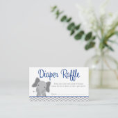 Carte D'accompagnement Billet chic Elephant Chevron Navy Diaper Raffle (Debout devant)