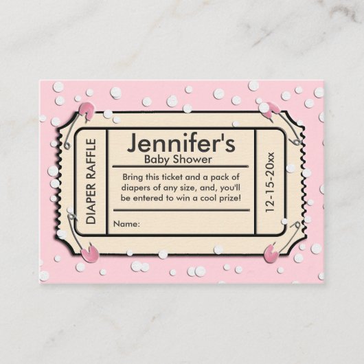 Carte D'accompagnement Billet Confetti Baby shower rose rabat (Devant)