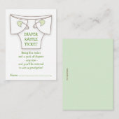 Carte D'accompagnement Billet Cute Diaper avec Épingles Vertes Baby showe (Devant / Derrière)