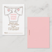 Carte D'accompagnement Billet Cute Diaper avec Pins Rose Baby shower Raff (Devant / Derrière)