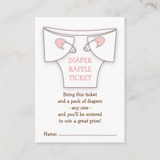Carte D'accompagnement Billet Cute Diaper avec Pins Rose Baby shower Raff (Devant)