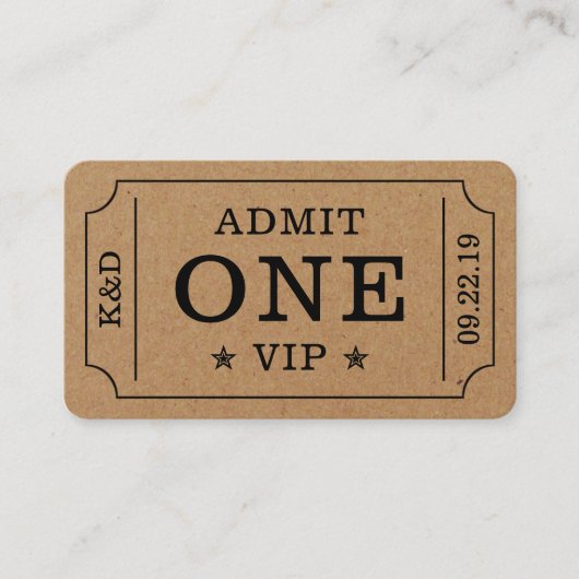 Carte D'accompagnement Billet d'admission à une fête moderne - Kraft rust (Devant)