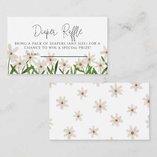 Carte D'accompagnement Billet Daisy Baby shower Daisy Raffle (Devant / Derrière)