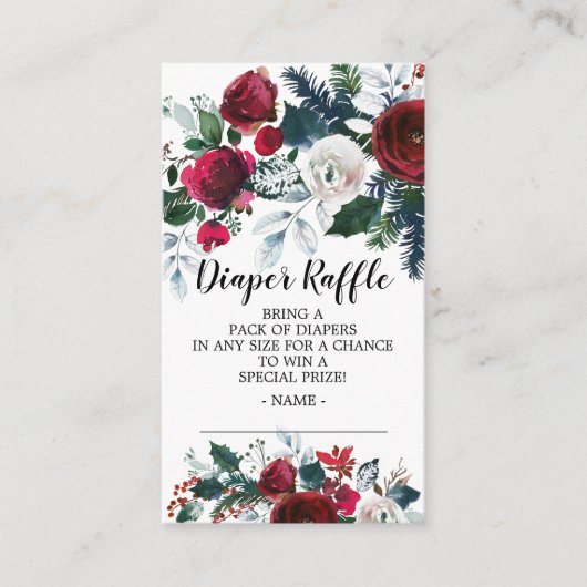 Carte D'accompagnement Billet de Baby shower de la fleur d'hiver (Devant)