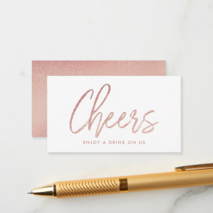 Carte D'accompagnement Billet de boisson "À votre santé" en or rose moder