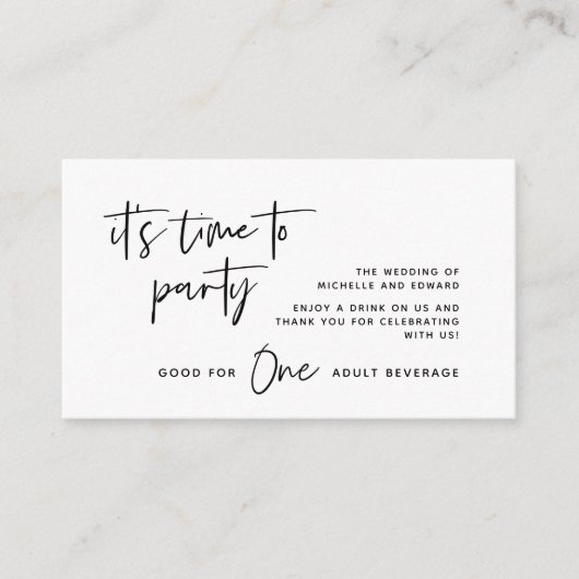 Carte D'accompagnement Billet de boisson, Boisson pour adultes, Heureux p (Devant)