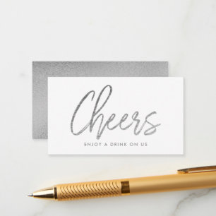 Carte D'accompagnement Billet de boisson "Cheers" à feuille d'argent mode
