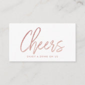 Carte D'accompagnement Billet de boisson "Cheers" à motif de feuille d'or (Devant)