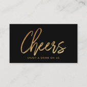 Carte D'accompagnement Billet de boisson "Cheers" avec écriture moderne e (Devant)