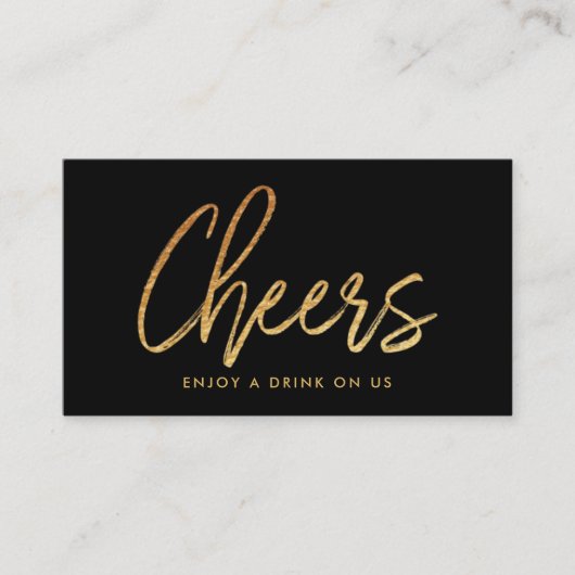 Carte D'accompagnement Billet de boisson "Cheers" écriture moderne avec f (Devant)