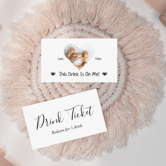 Carte D'accompagnement Billet de boisson de mariage avec photo de chat pe