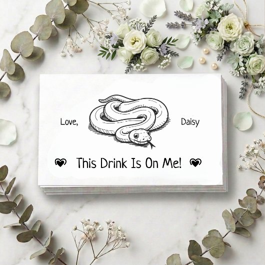 Carte D'accompagnement Billet de boisson de mariage de serpent de compagn