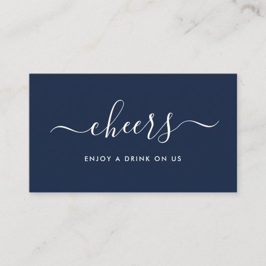 Carte D'accompagnement Billet de boissons gratuits Simple Script - Navy & (Devant)