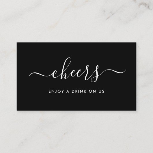 Carte D'accompagnement Billet de boissons gratuits Simple Script - Noir & (Devant)