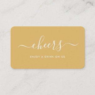 Carte D'accompagnement Billet de boissons gratuits Simple Script - Or et 