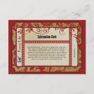 Carte D'accompagnement Billet de Broadway Rouge Vintage Mariage Vieil Hol