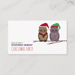 Carte D'accompagnement Billet de fête de Noël de hibou de Noël et de luti