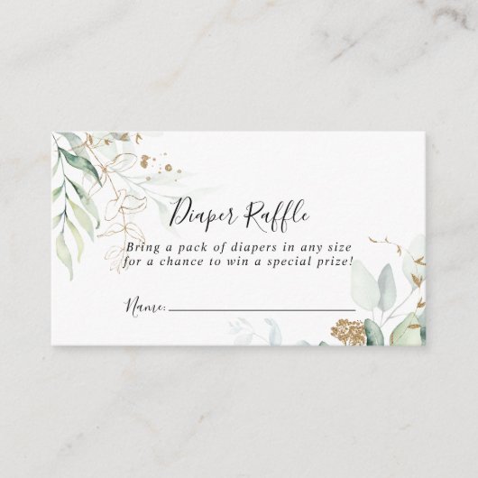 Carte D'accompagnement Billet de rabat à calligraphie or Eucalyptus (Devant)