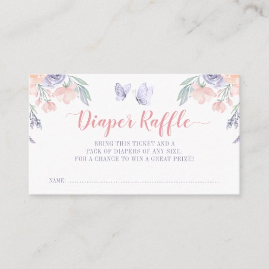 Carte D'accompagnement Billet de rabat à Papillon rose et violet (Devant)