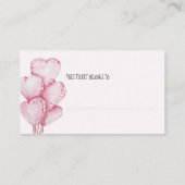 Carte D'accompagnement Billet de rabat avec ballons de coeur rose (Dos)