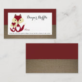 Carte D'accompagnement Billet de rabat Baby shower Red Fox Burlap (Devant / Derrière)