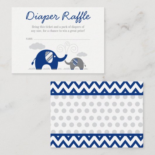 Carte D'accompagnement Billet de rabat Blue Grey Elephant Navy (Devant / Derrière)