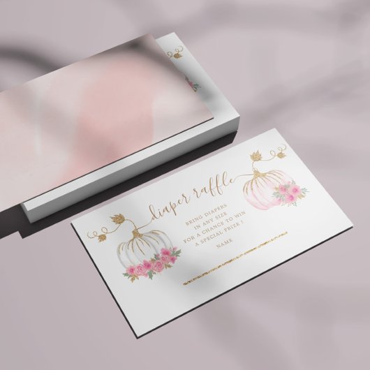 Carte D'accompagnement Billet de rabat Citrouille rose et or